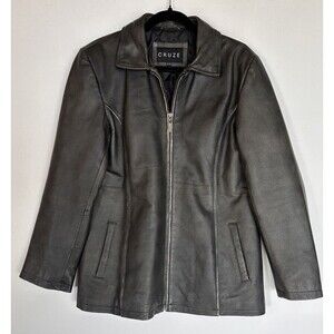Cruze Black Leather Jacket Distressed Detailing Heavy‎ Cowhide Pockets Men’s XL